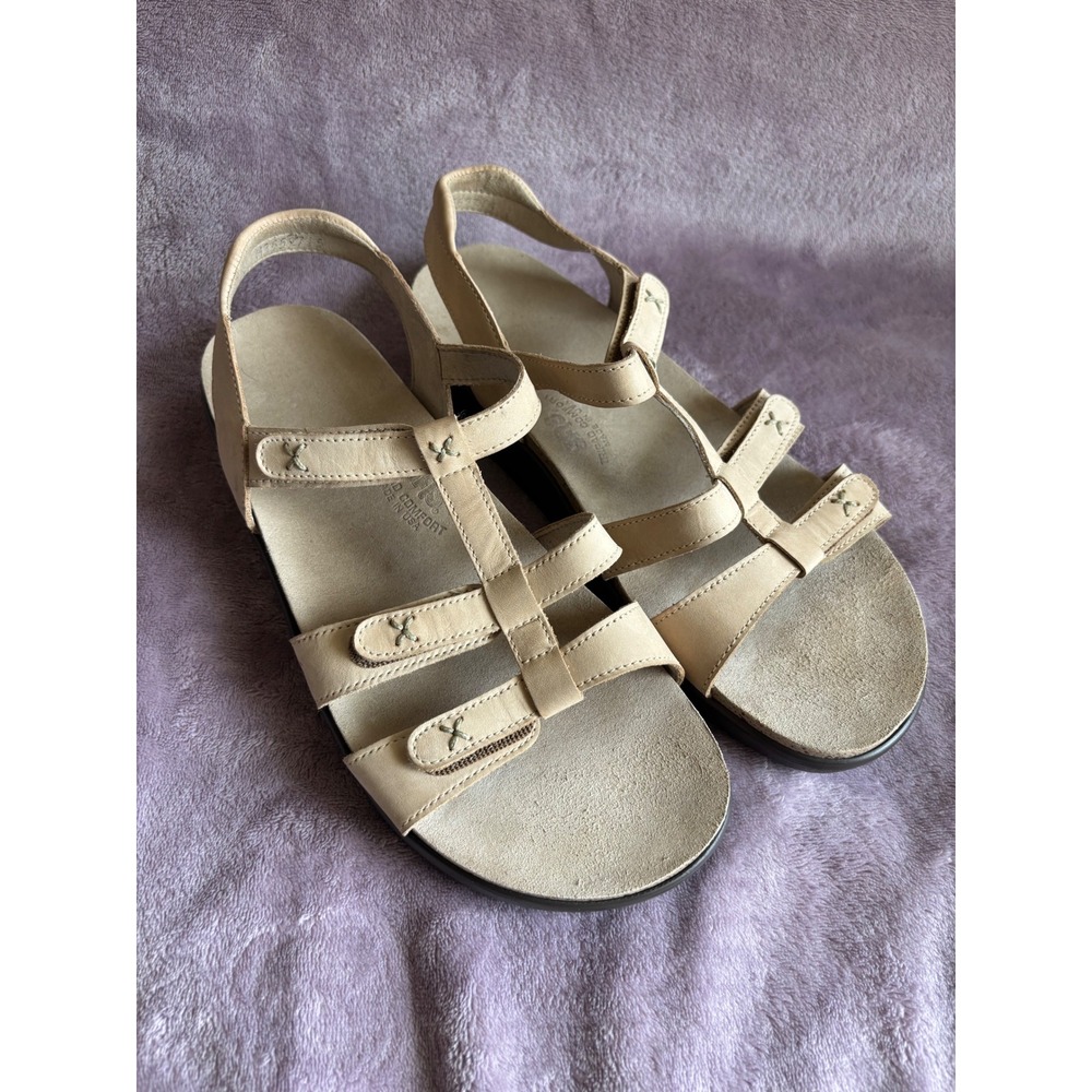 SAS Tripad Comfort Sandals Womens 10 M Beige Leather Multi Strap